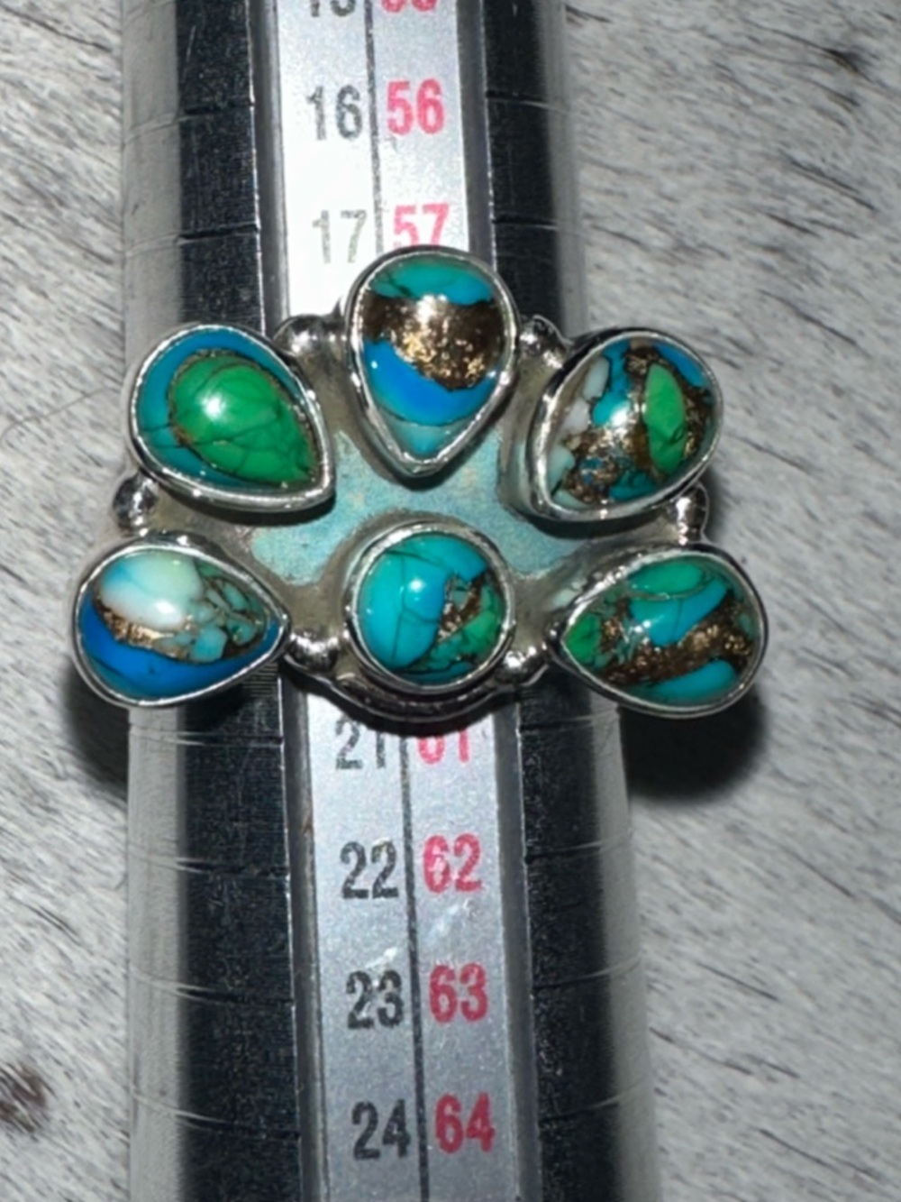 Peacock Turquoise Sterling Silver Size 9 NWT - Picture 2 of 4
